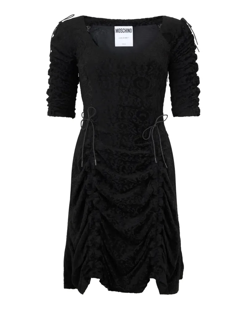 Moschino ruched-detail lace-patterned mini dress - Schwarz Schwarz