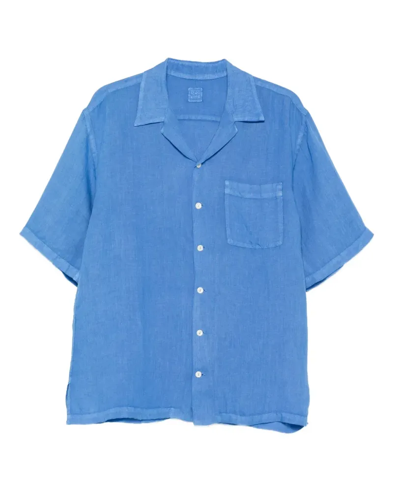 120% Lino pocket short-sleeve shirt - Blau Blau