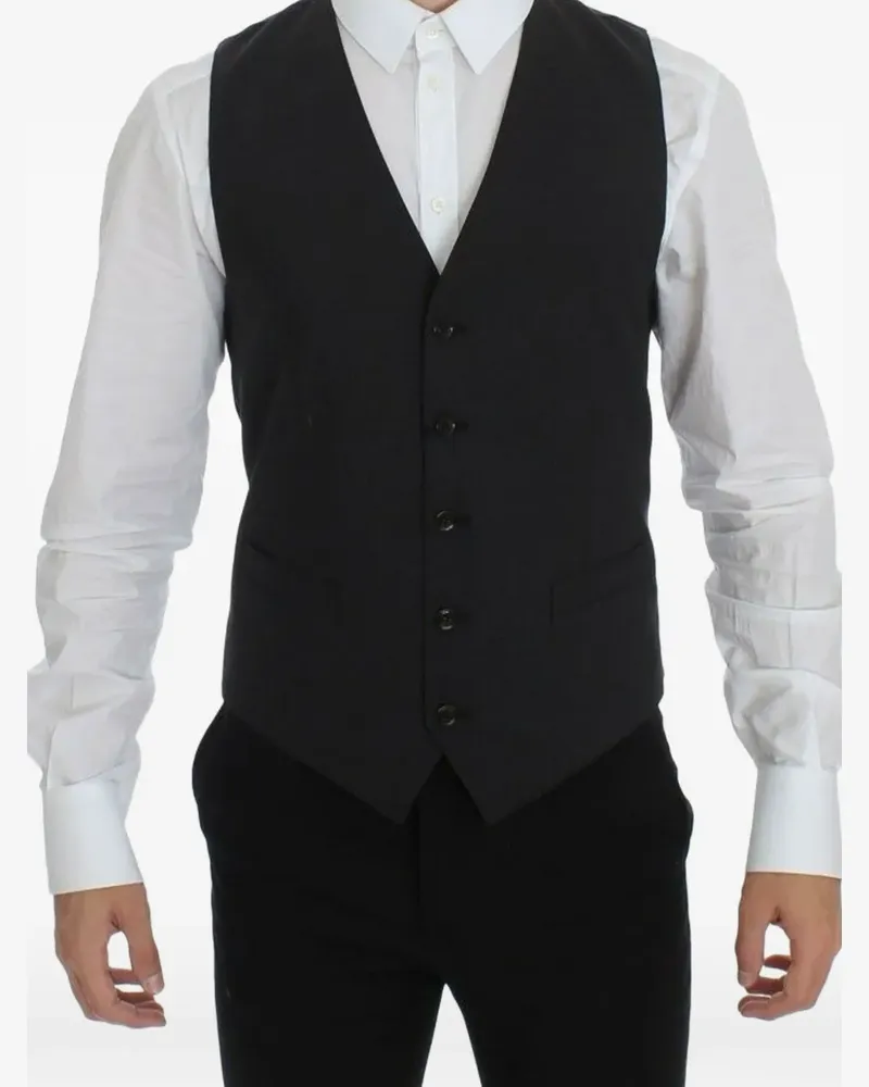 Dolce & Gabbana V-Ausschnitt-Weste mit spitzem Saum - Schwarz Schwarz