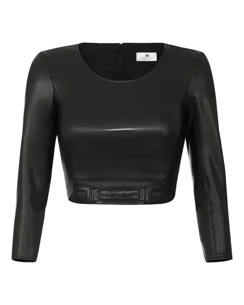 Elisabetta Franchi embossed-logo top - Schwarz Schwarz