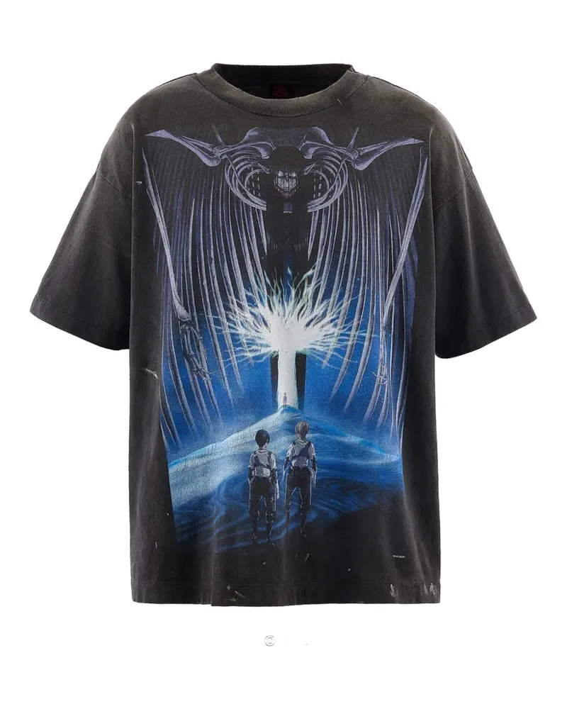 SAINT MXXXXXX graphic-print faded T-shirt - Schwarz Schwarz