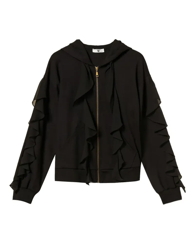 Twin-Set Hoodie mit Rüschenbesatz - Schwarz Schwarz