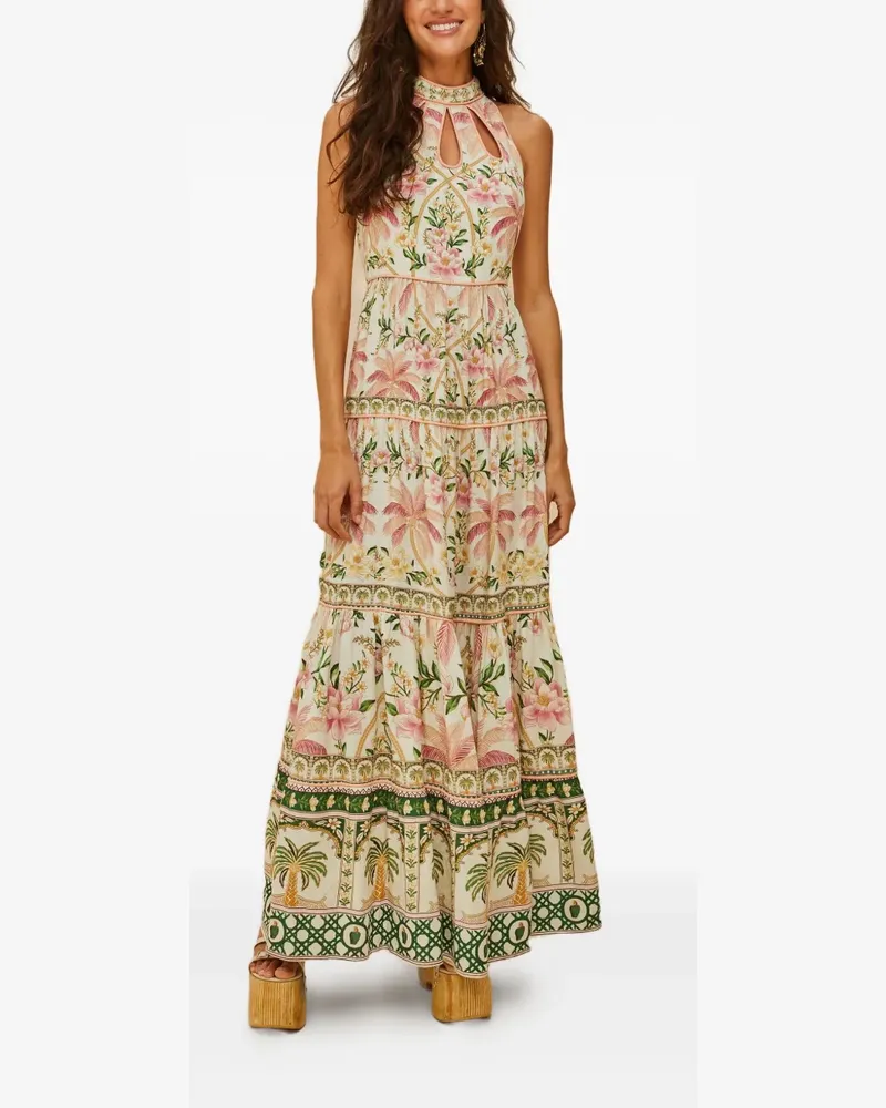 FARM Rio cutout floral-pattern maxi dress - Weiß Weiß