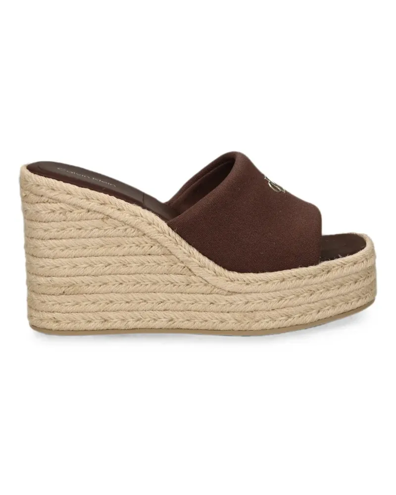Calvin Klein logo-plaque wedge espadrilles - Braun Braun