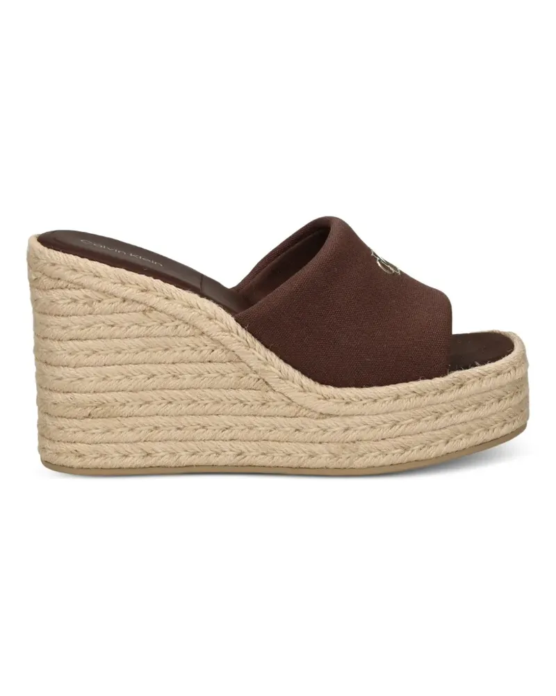 Calvin Klein logo-plaque wedge espadrilles - Braun Braun