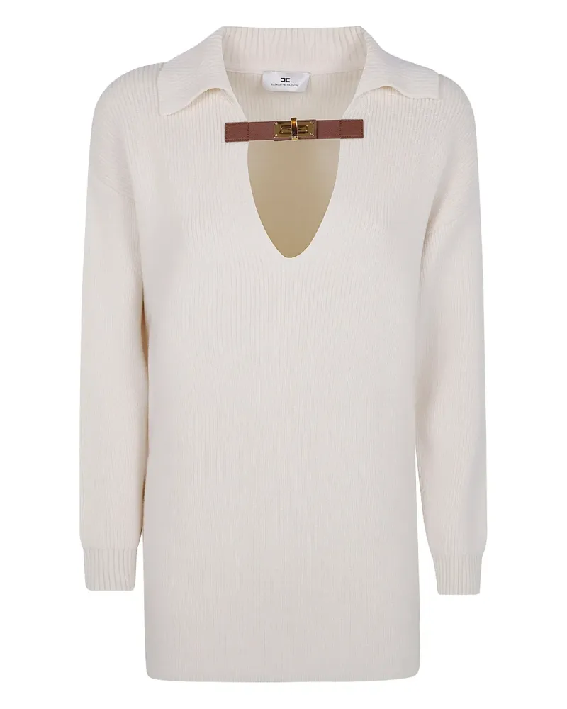 Elisabetta Franchi Pullover mit Kragen-Schnalle - Weiß Weiß