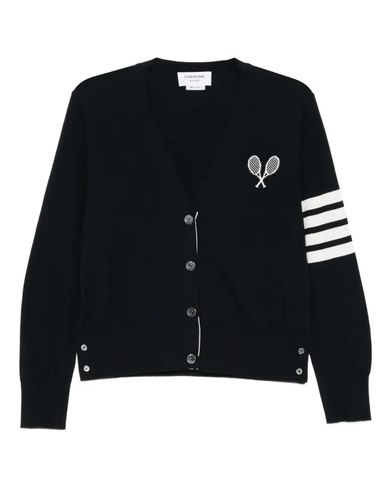Thom Browne Tennis Racquets V-neck Cardigan - Blau Blau