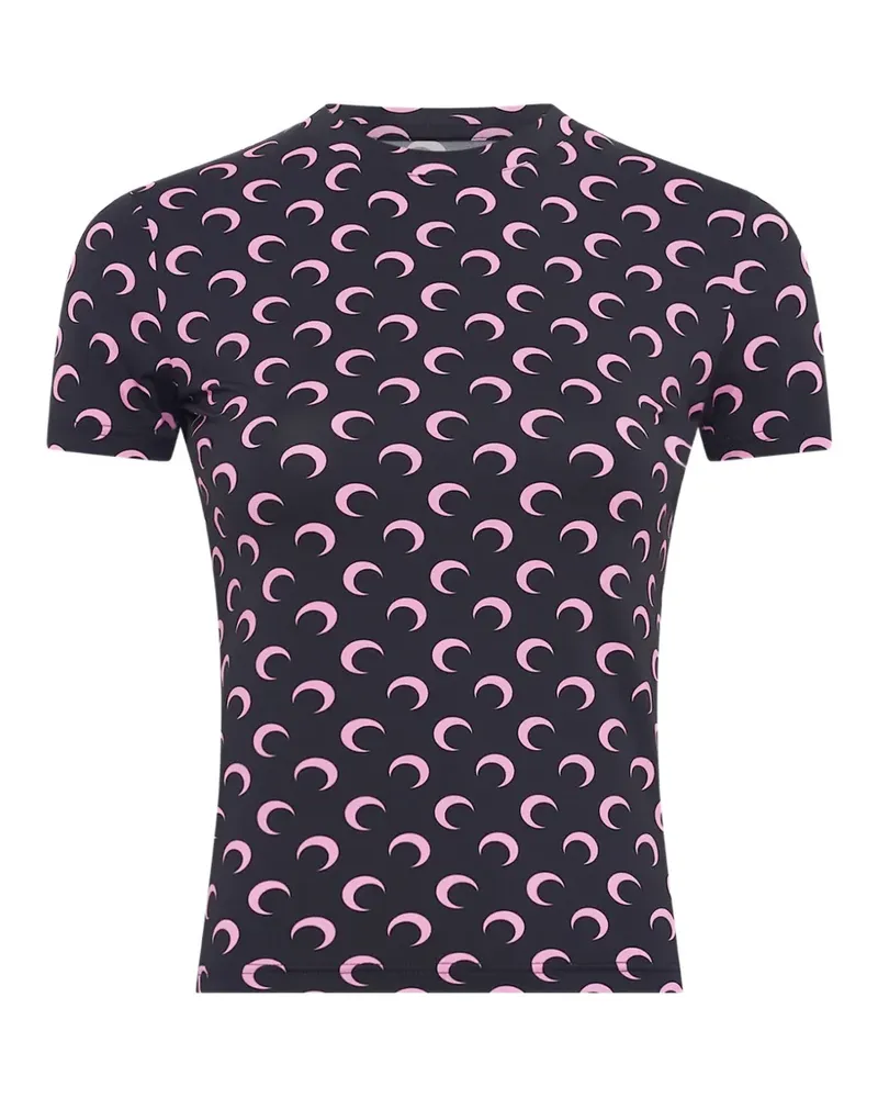 Marine Serre T-Shirt mit Mond-Print - Schwarz Schwarz