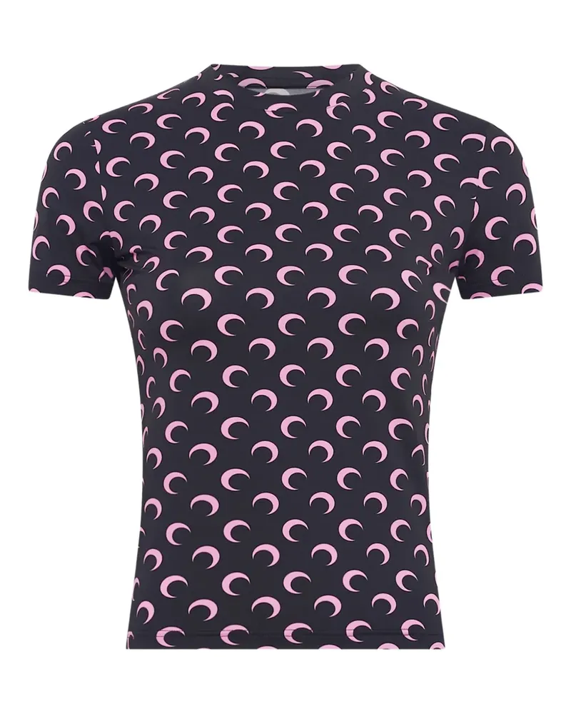 Marine Serre T-Shirt mit Mond-Print - Schwarz Schwarz