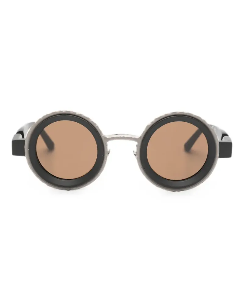 KUBORAUM Strukturierte Sonnenbrille mit rundem Gestell - Grau Grau