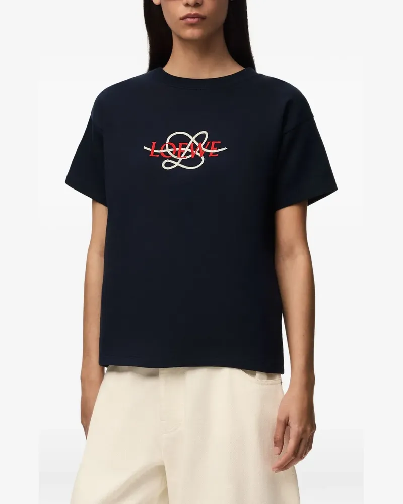 Loewe T-Shirt mit Logo-Stickerei - Blau Blau