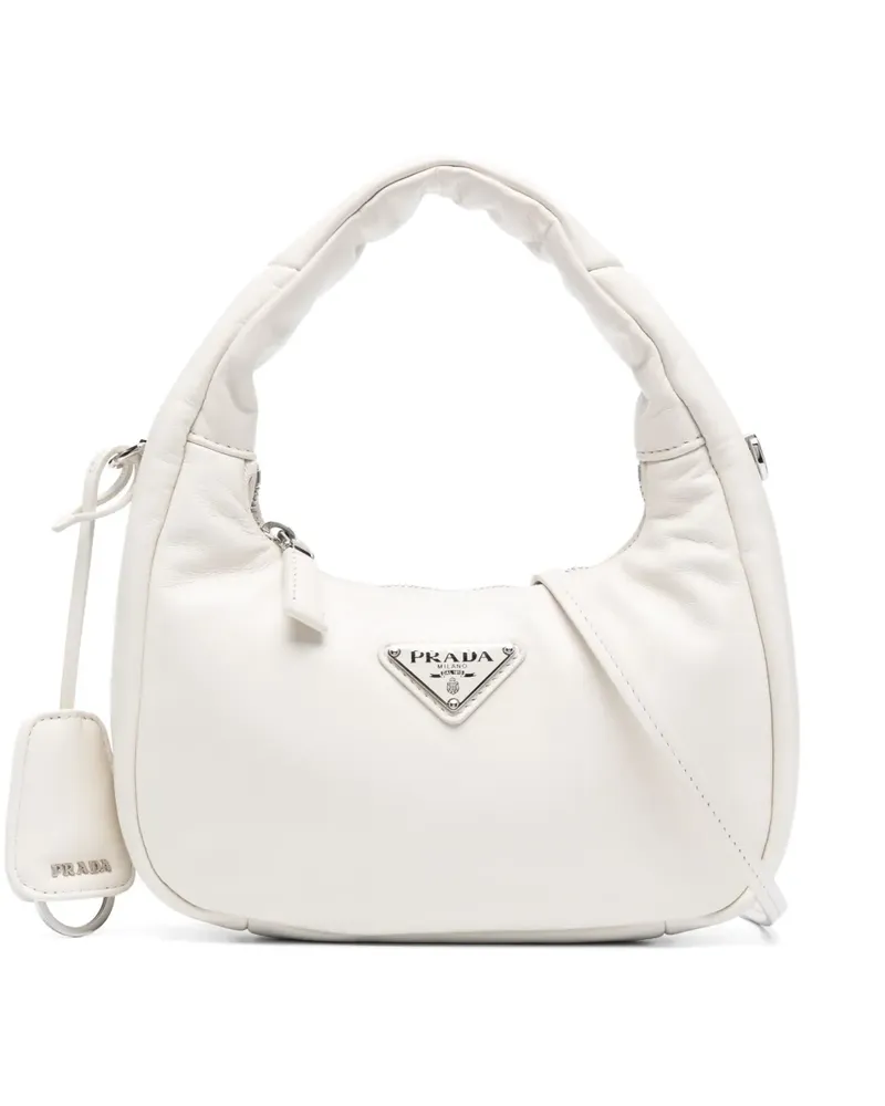 Prada Handtasche mit Logo-Schild - Weiß Weiß