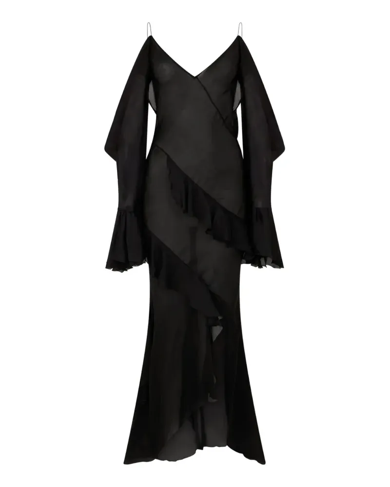 Roberto Cavalli Kleid mit Rüschen - Schwarz Schwarz