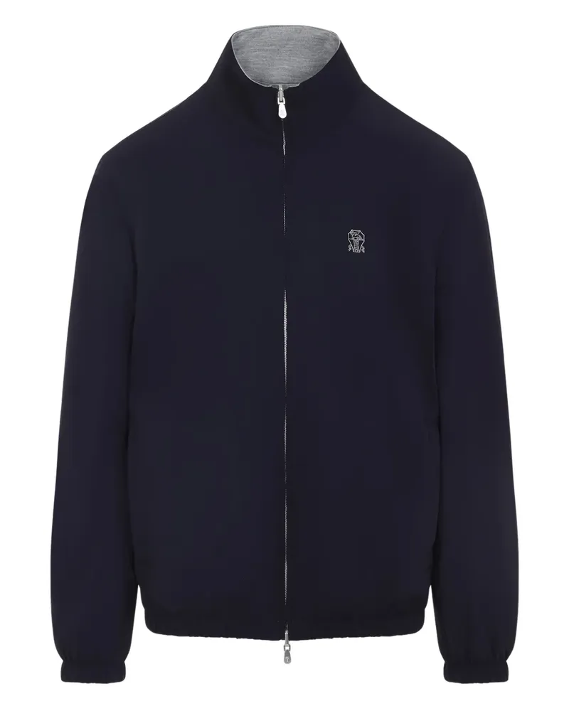 Brunello Cucinelli Wendbare Bomberjacke mit Logo-Stickerei - Blau Blau