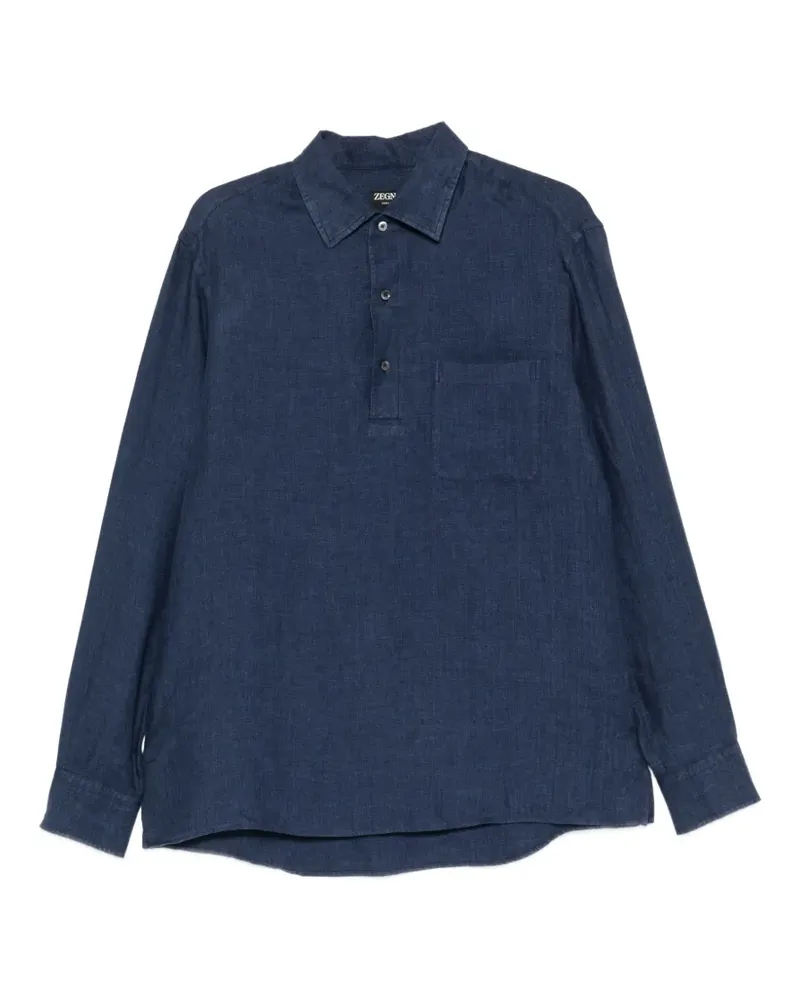 Ermenegildo Zegna button-up chest-pocket polo shirt - Blau Blau