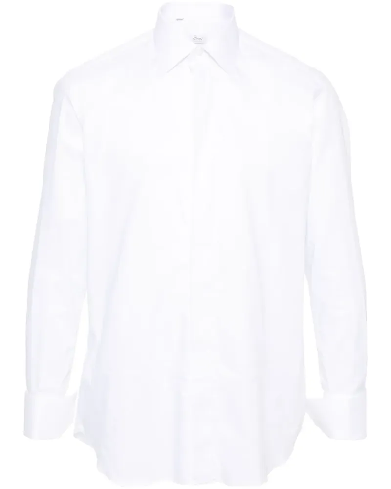 Brioni Twill-Hemd mit spitzem Kragen - Weiß Weiß