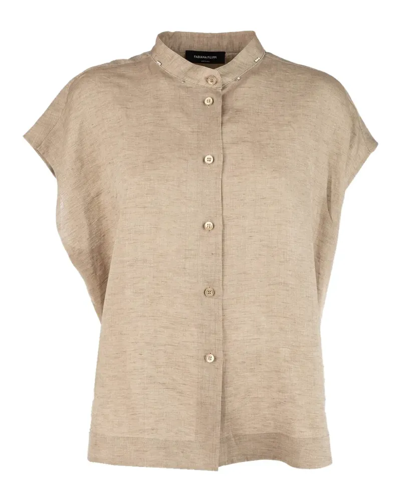 Fabiana Filippi mandarin collar button blouse - Nude Nude