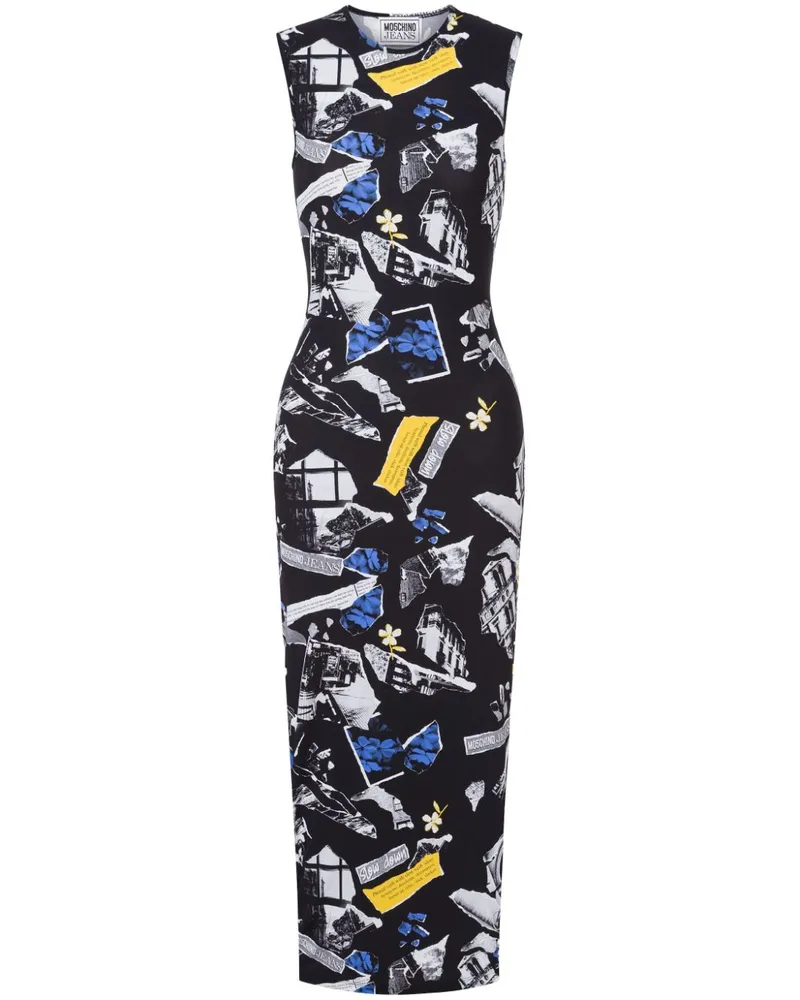 Moschino Midikleid mit Print - Schwarz Schwarz