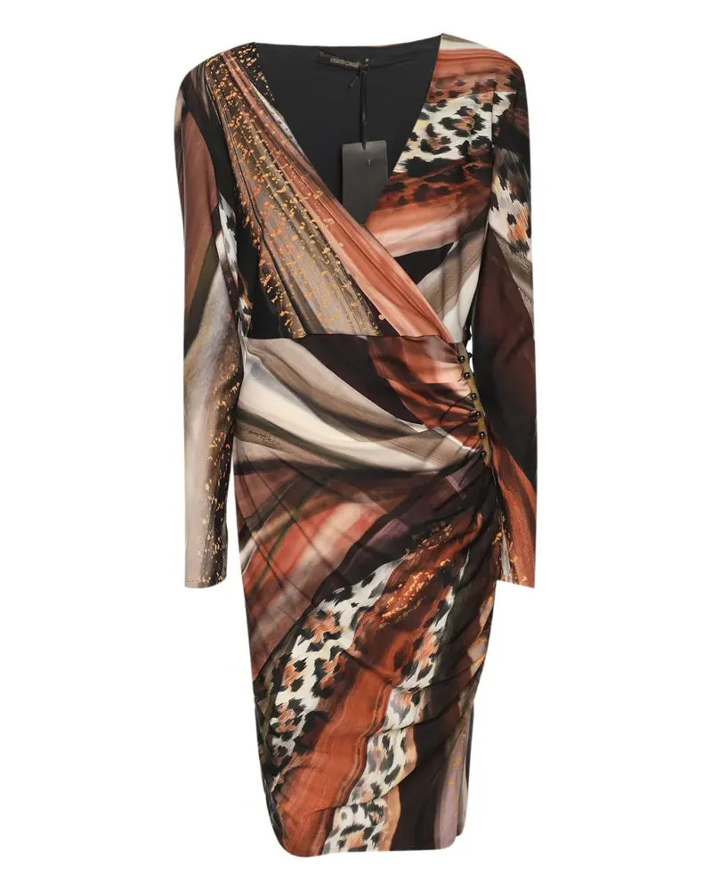 Roberto Cavalli Midikleid mit Animal-Print - Braun Braun