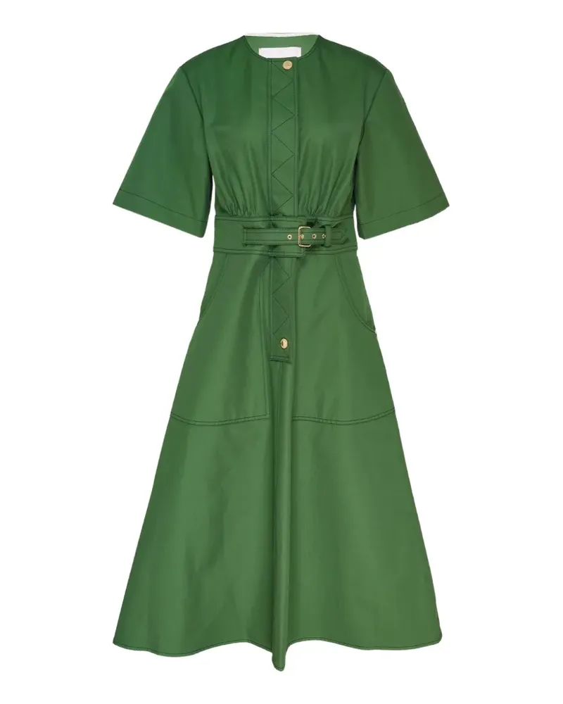 Carolina Herrera New York belted short-sleeve midi dress - Grün Grün