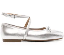 metallic square-toe ballerina shoes