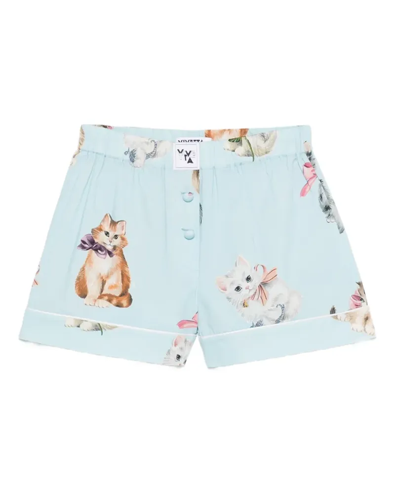 Vivetta Shorts mit Katzen-Print - Blau Blau