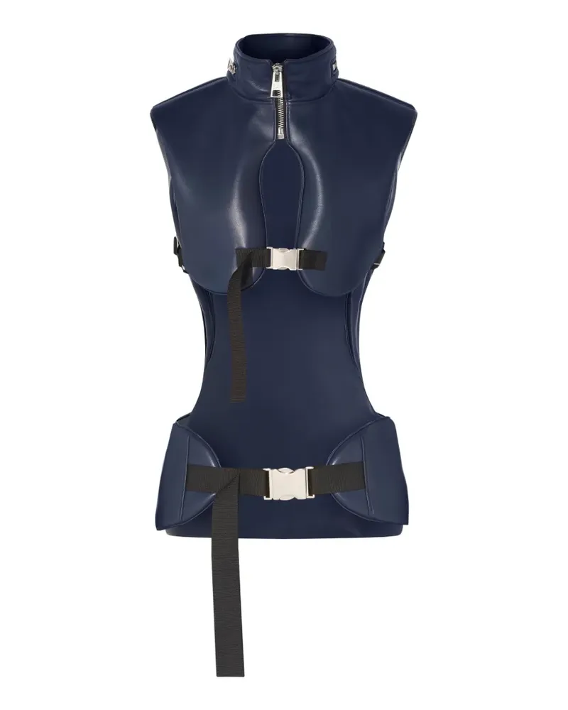 Jean Paul Gaultier Lederjacke mit Schnalle - Blau Blau