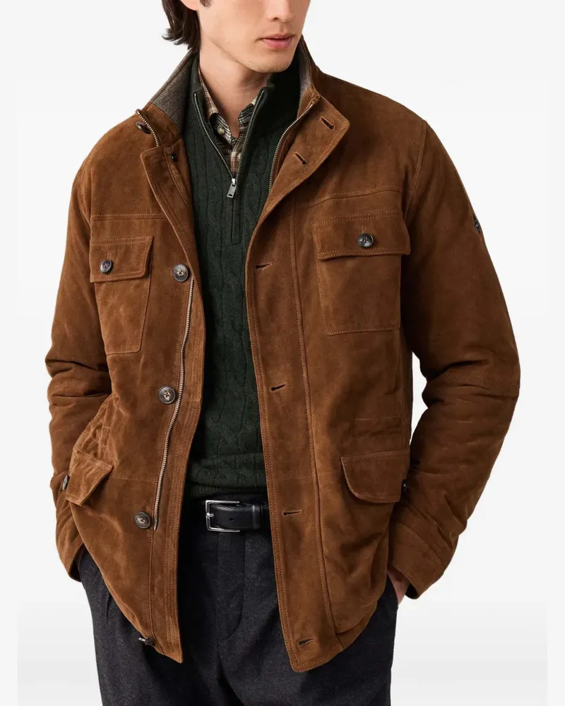 Hackett Lederjacke mit Taschen - Braun Braun