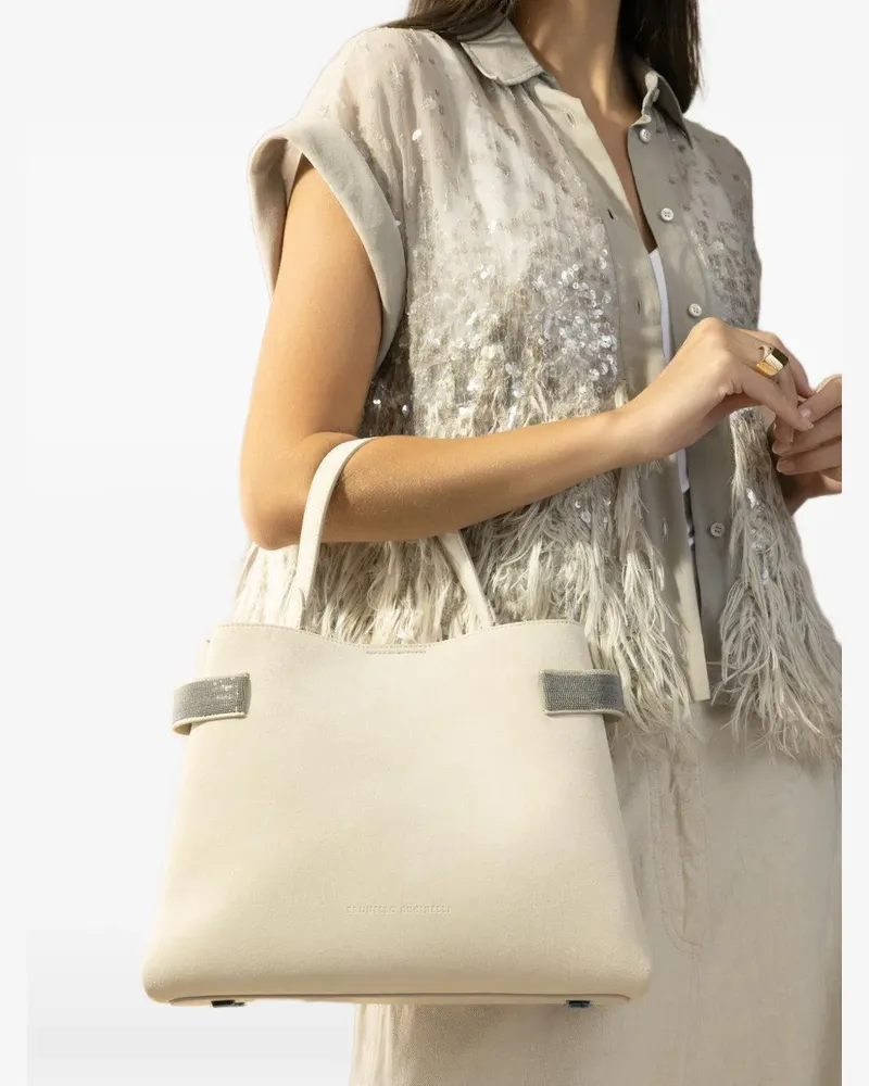 Brunello Cucinelli Mittelgroßer Tote Bag mit Verzierung - Nude Nude