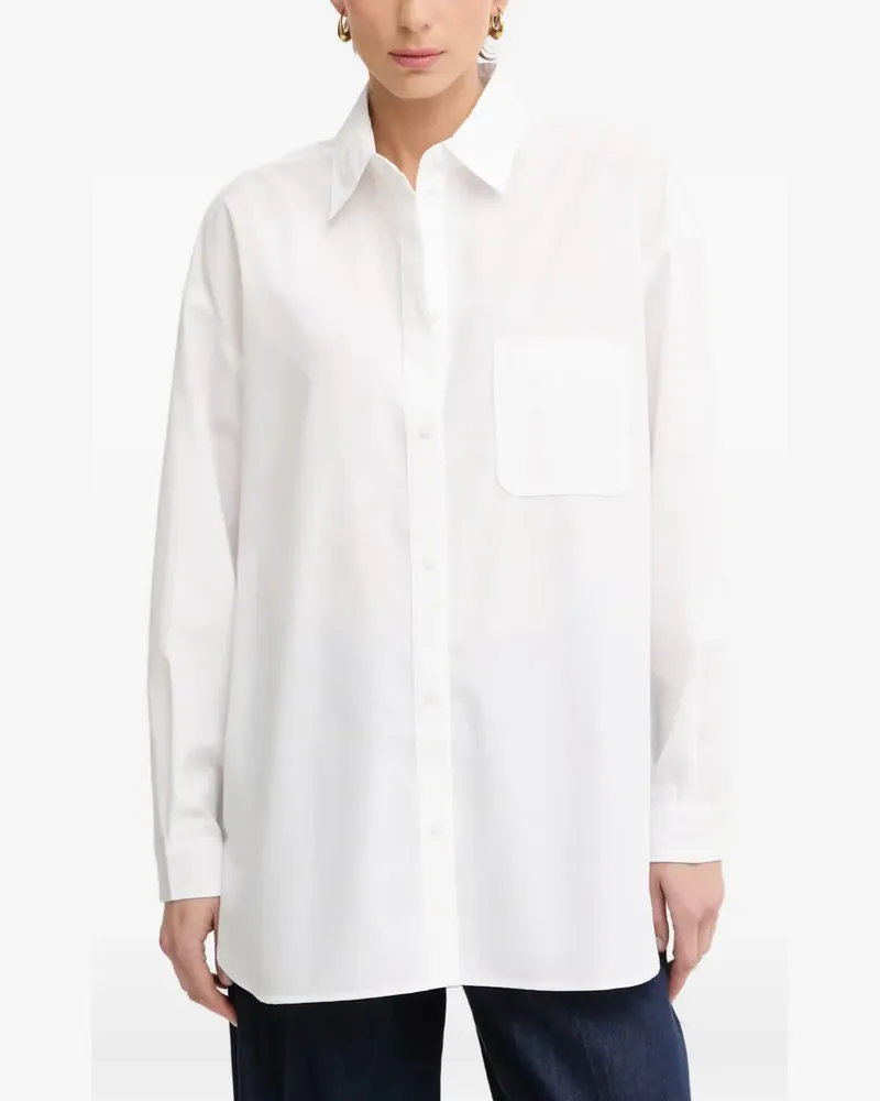 Armani Exchange oversized patch-pocket long-sleeve shirt - Weiß Weiß