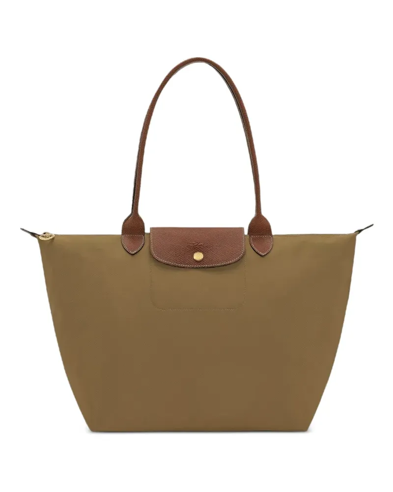 Longchamp Le Pliage Green Tote Bag mit Lederbesatz - Grün Grün