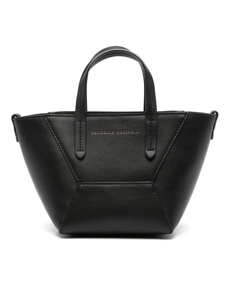 Brunello Cucinelli Shopper mit Logo-Print - Schwarz Schwarz