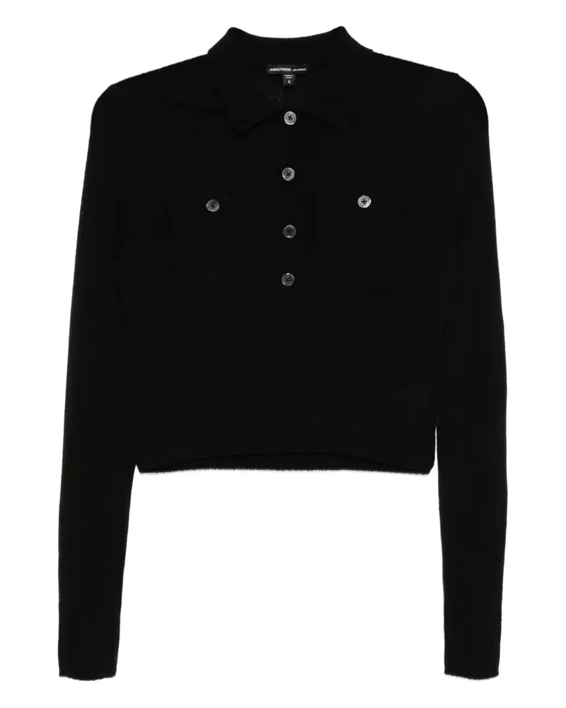 James Perse Poloshirt aus Kaschmir - Schwarz Schwarz