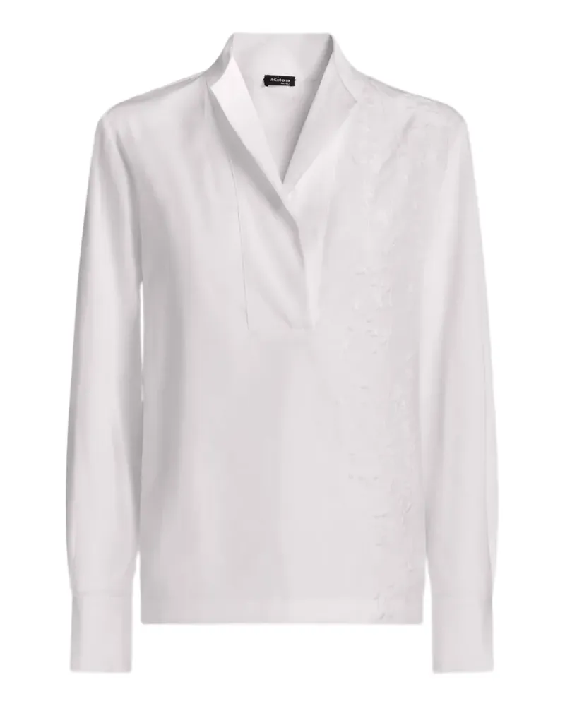 Kiton Bestickte Bluse - Weiß Weiß