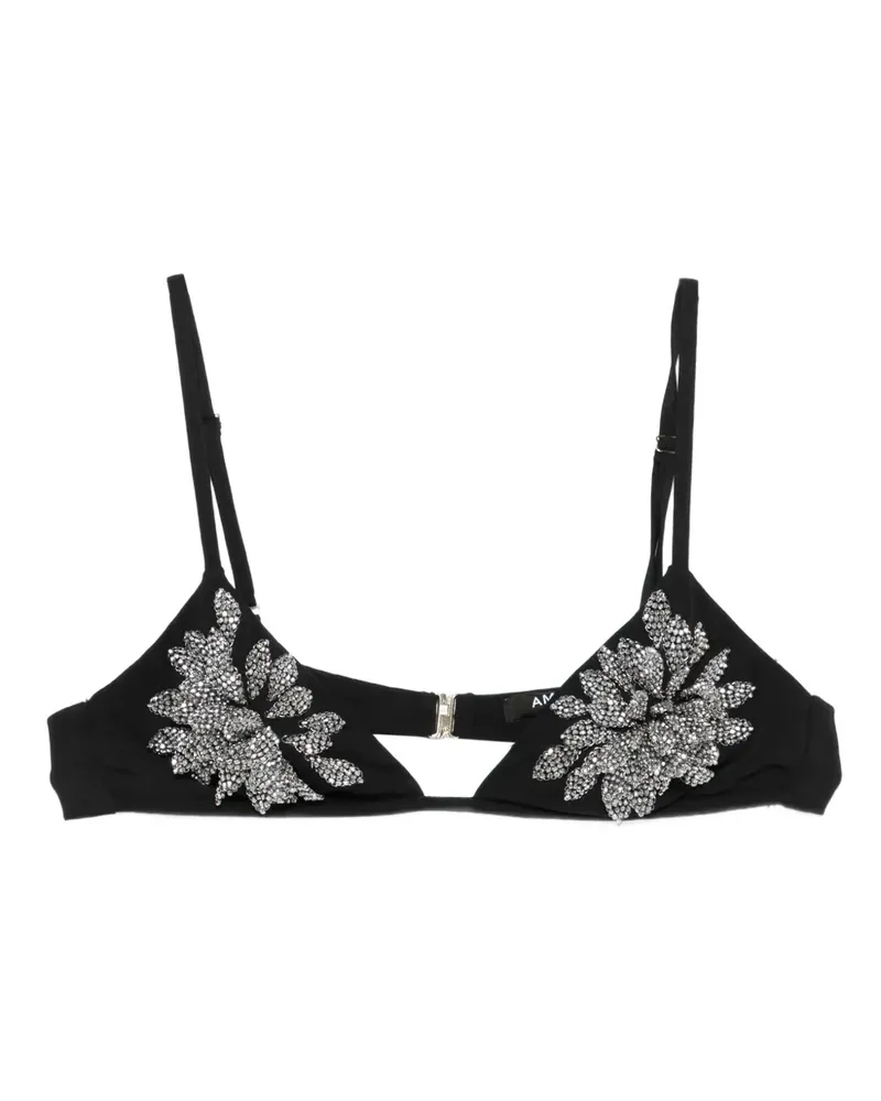 Amen Oberteil mit Blumenverzierung - Schwarz Schwarz