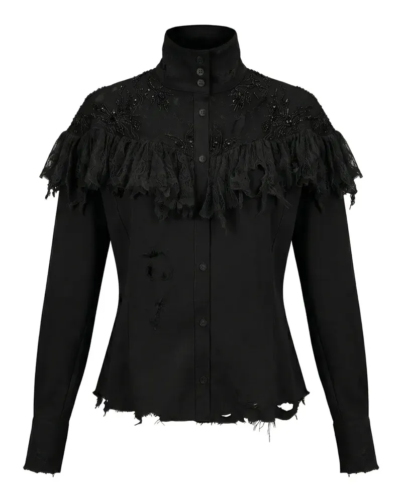 ALMAZ Western ruffled distressed-effect shirt - Schwarz Schwarz