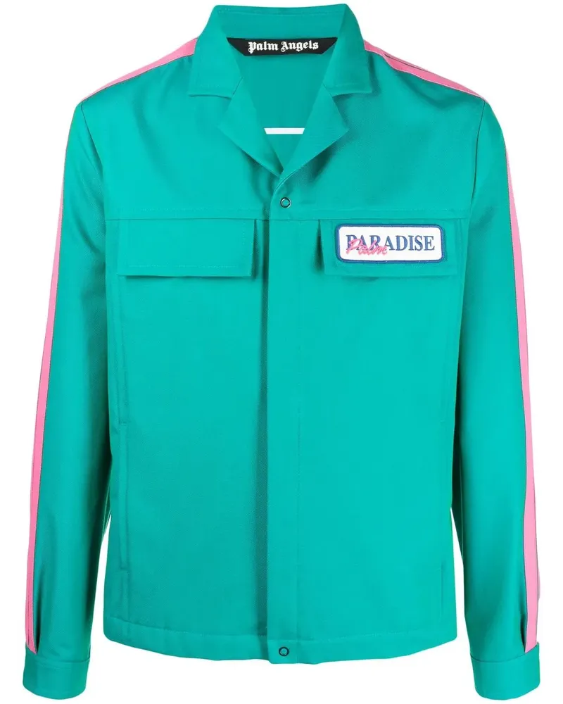 Palm Angels Hemdjacke mit "Paradise"-Stickerei - Blau Blau
