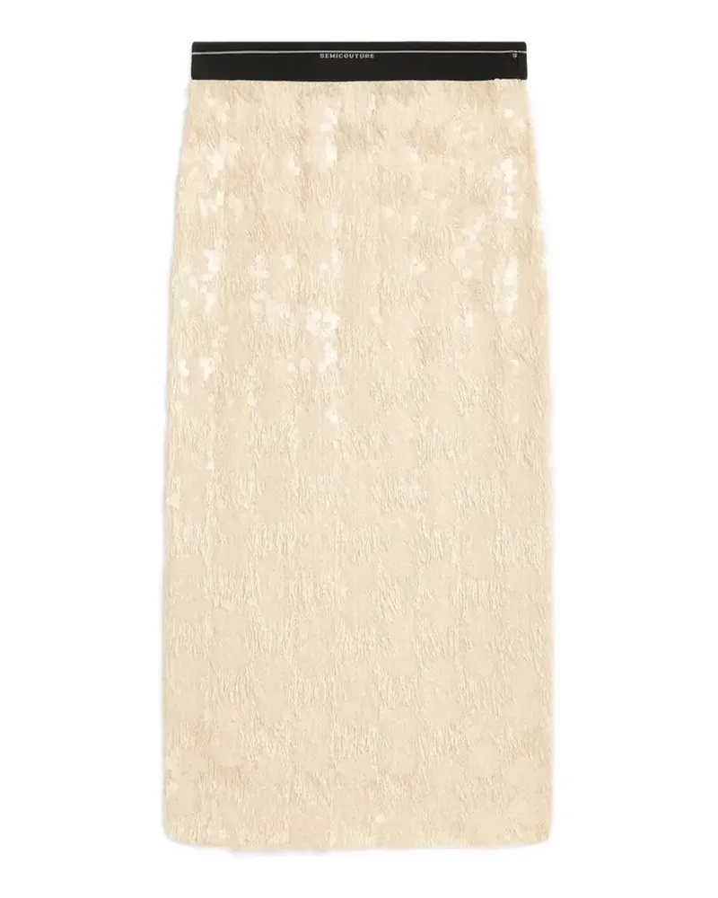 Semicouture sequin-embellished logo-waistband midi skirt - Gelb Gelb