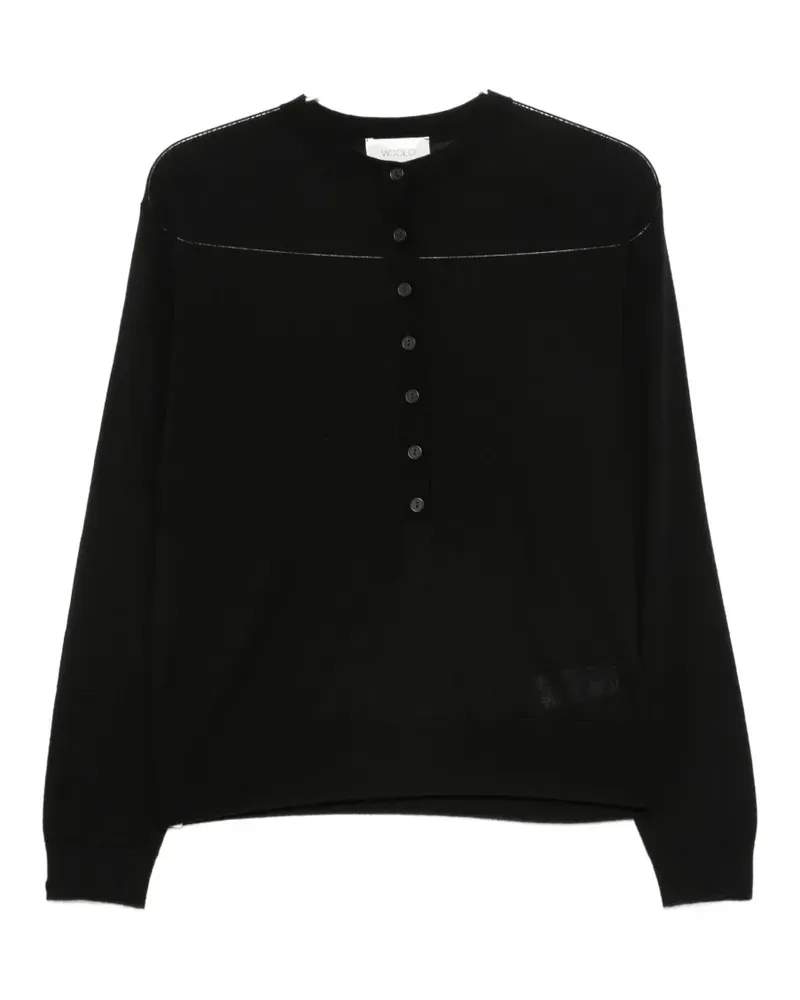 VICOLO button-up crew-neck sweater - Schwarz Schwarz