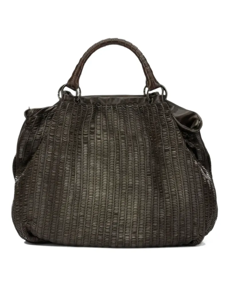 Reptile's House Cascade textured leather tote bag - Braun Braun
