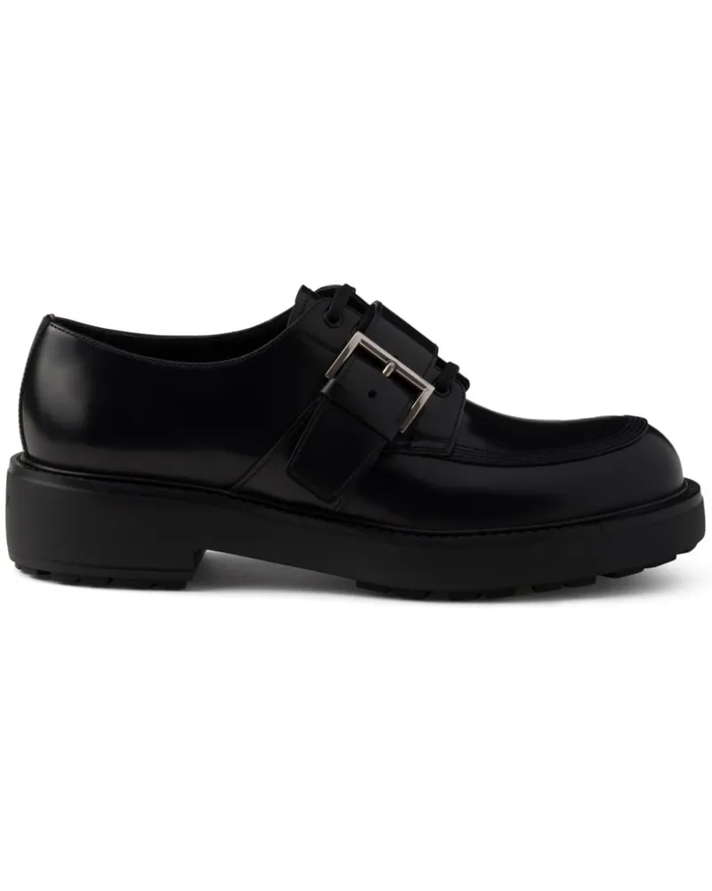 Prada Derby-Schuhe aus gebürstetem Leder - Schwarz Schwarz