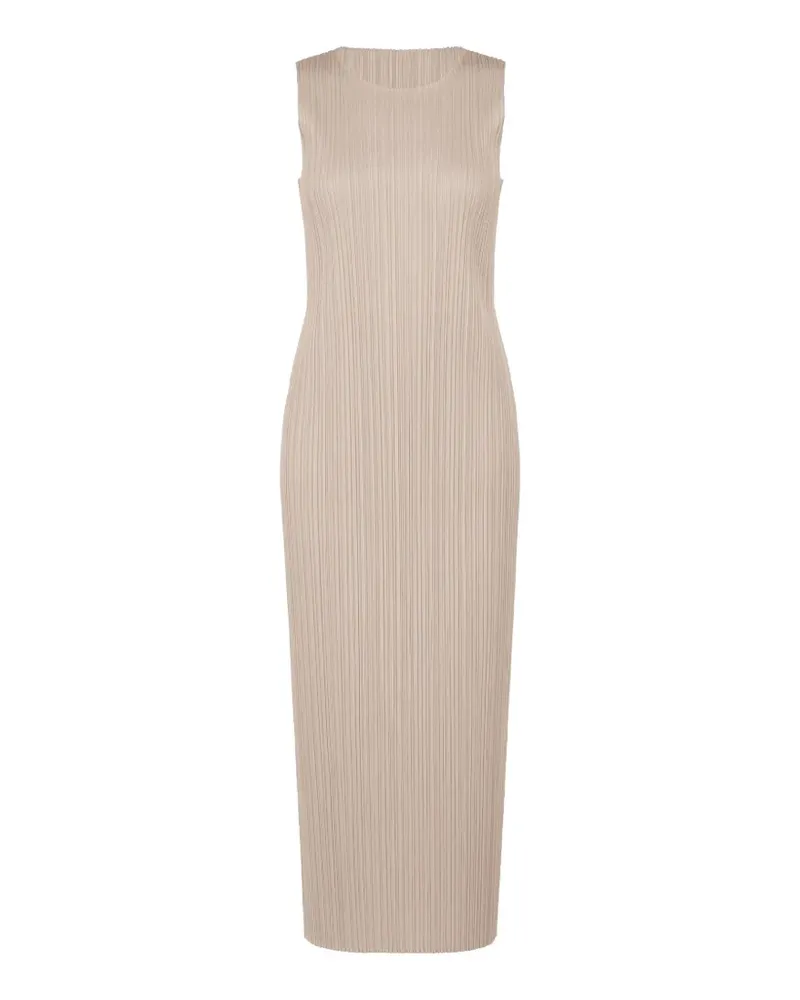 Issey Miyake pleated sleeveless midi dress - Nude Nude