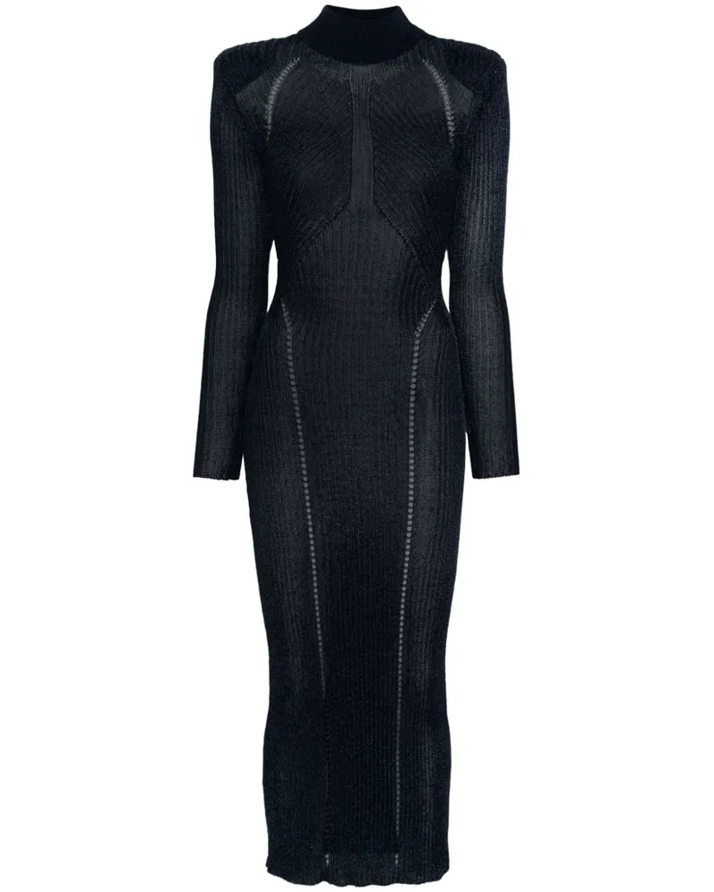 Self-Portrait Maxikleid aus Lurex-Strick - Blau Blau