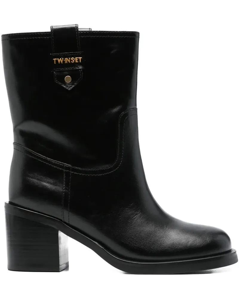 Twin-Set Stiefeletten mit Blockabsatz 70mm - Schwarz Schwarz