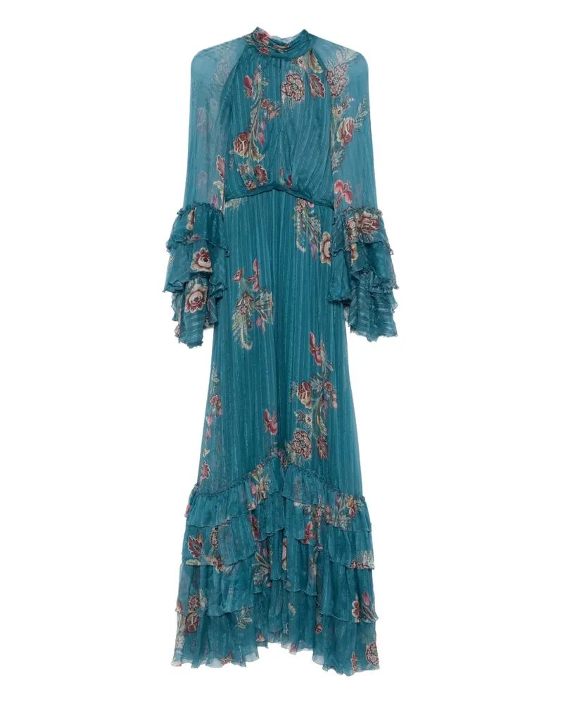 Etro ruffled floral-print maxi dress - Blau Blau