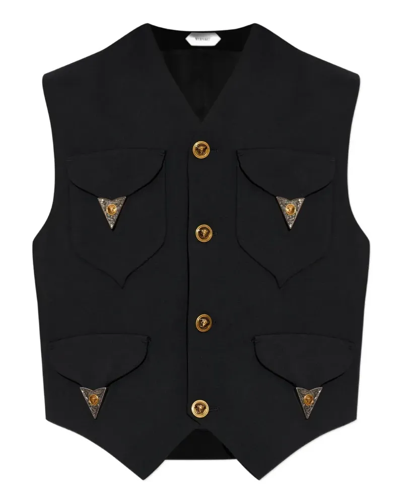 Versace appliqué-detailed wool waistcoat - Schwarz Schwarz