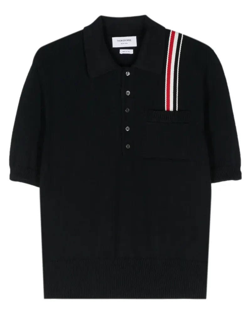 Thom Browne Gestricktes Poloshirt mit Streifen - Blau Blau