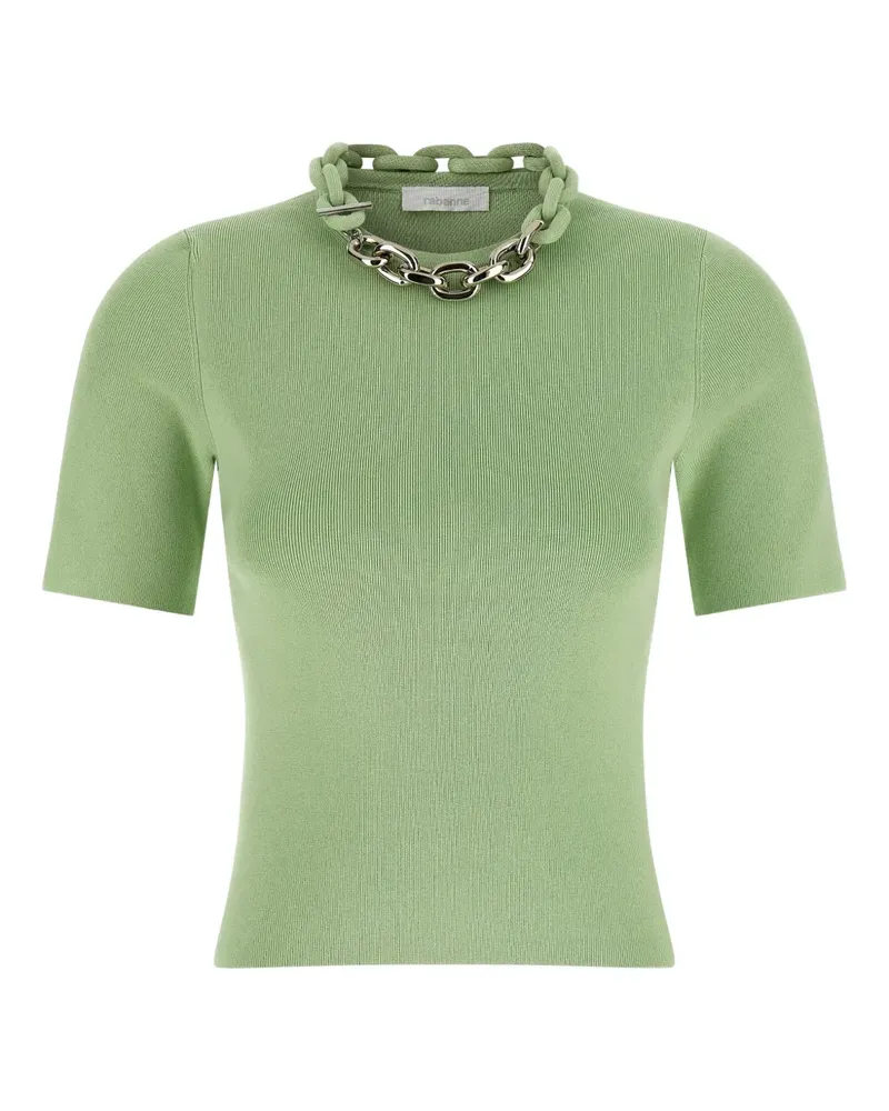 Paco Rabanne embellished-collar ribbed T-shirt - Grün Grün