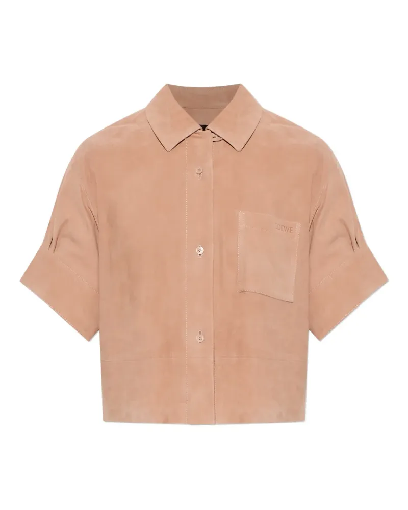 Loewe suede logo-embossed shirt - Rosa Rosa