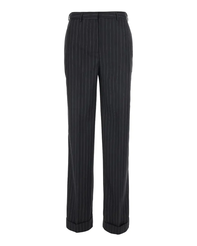 Semicouture Lola pinstripe-pattern turn-up-cuff trousers - Grau Grau